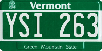 VT license plate YSI263