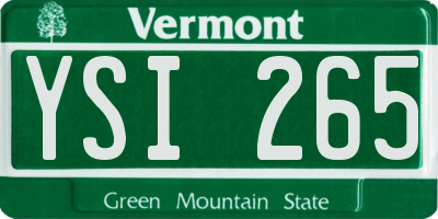 VT license plate YSI265