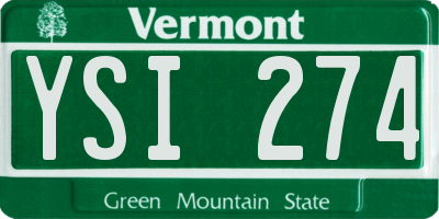 VT license plate YSI274