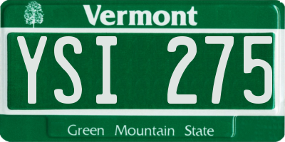VT license plate YSI275