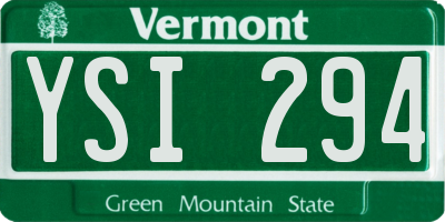 VT license plate YSI294