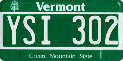 VT license plate YSI302