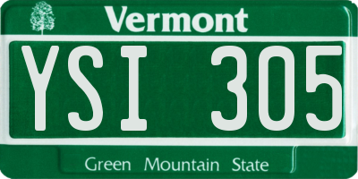 VT license plate YSI305