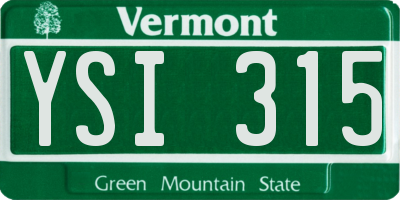 VT license plate YSI315