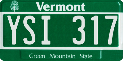 VT license plate YSI317
