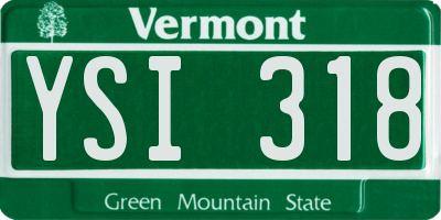 VT license plate YSI318