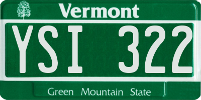 VT license plate YSI322