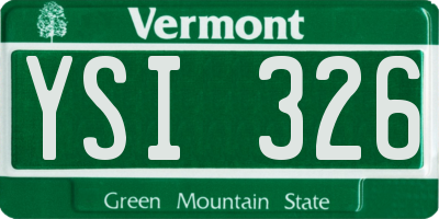 VT license plate YSI326