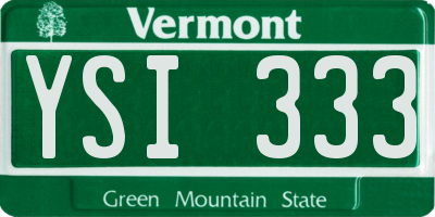 VT license plate YSI333