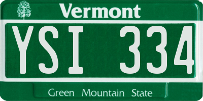 VT license plate YSI334