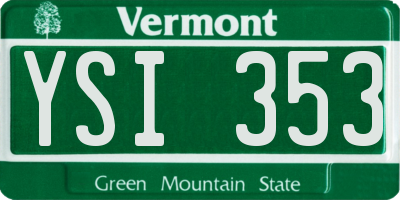 VT license plate YSI353