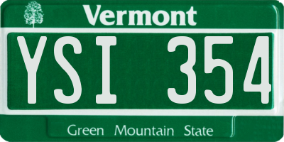 VT license plate YSI354