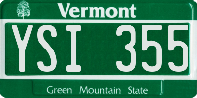 VT license plate YSI355