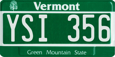 VT license plate YSI356