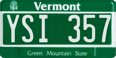 VT license plate YSI357
