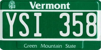 VT license plate YSI358
