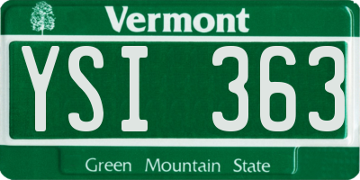 VT license plate YSI363