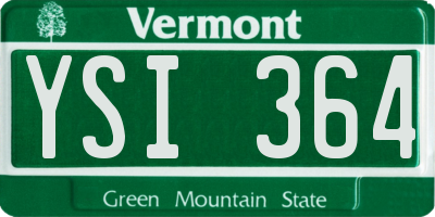 VT license plate YSI364