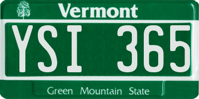VT license plate YSI365