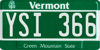 VT license plate YSI366
