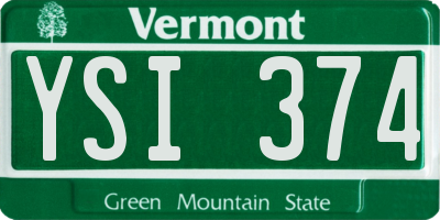 VT license plate YSI374