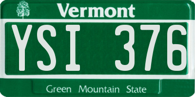 VT license plate YSI376