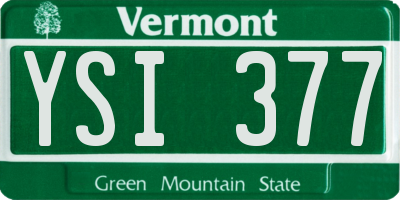 VT license plate YSI377