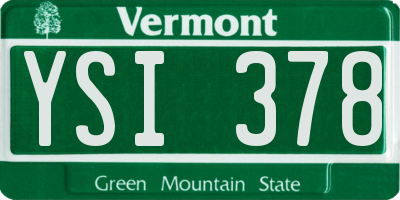 VT license plate YSI378