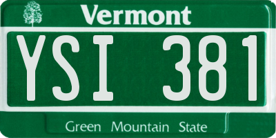 VT license plate YSI381