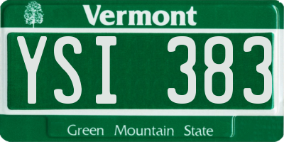 VT license plate YSI383