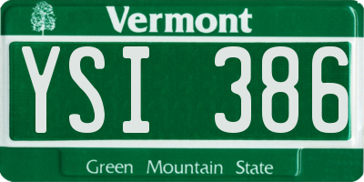 VT license plate YSI386