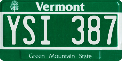 VT license plate YSI387