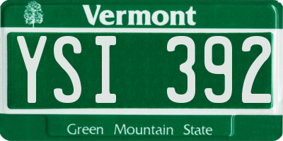 VT license plate YSI392