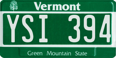 VT license plate YSI394