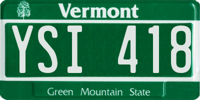 VT license plate YSI418