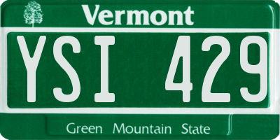 VT license plate YSI429