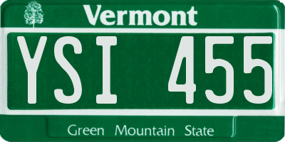 VT license plate YSI455