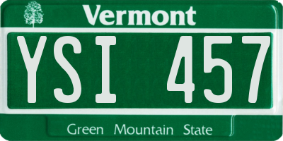 VT license plate YSI457