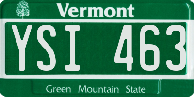 VT license plate YSI463