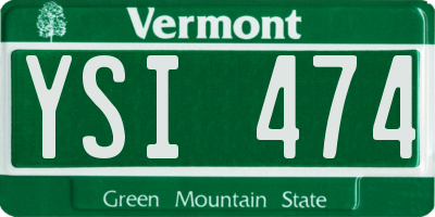 VT license plate YSI474