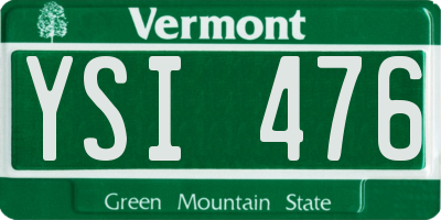 VT license plate YSI476