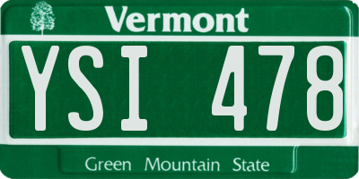 VT license plate YSI478