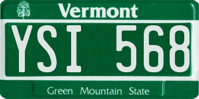 VT license plate YSI568