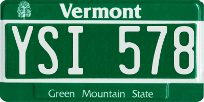 VT license plate YSI578
