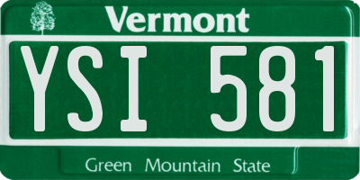 VT license plate YSI581