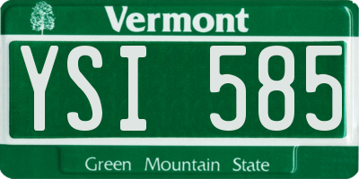 VT license plate YSI585