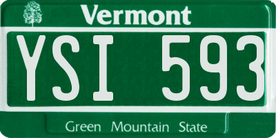 VT license plate YSI593