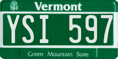 VT license plate YSI597