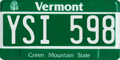 VT license plate YSI598