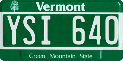 VT license plate YSI640